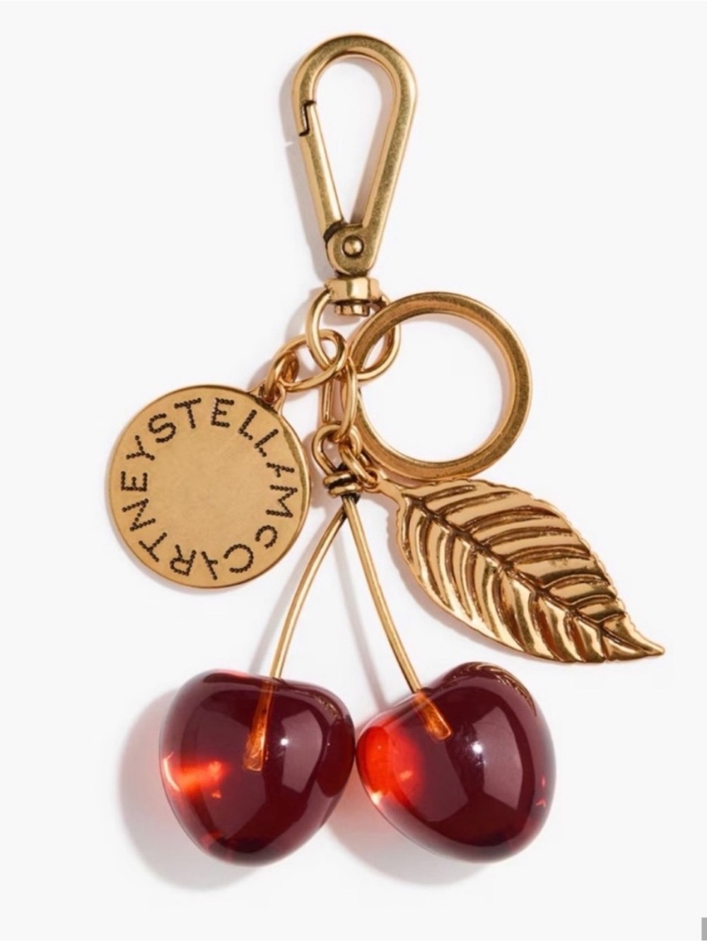 Stella McCartney H&M Gold Cherry Keychain with Red Cherry Charms
